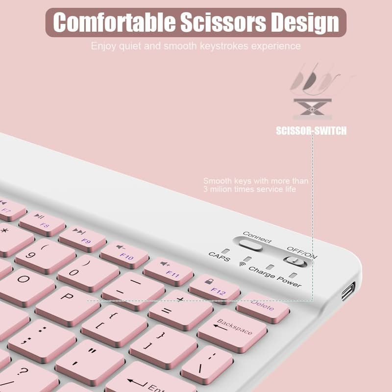 Slim Wireless Bluetooth Keyboard for iPad & Tablets