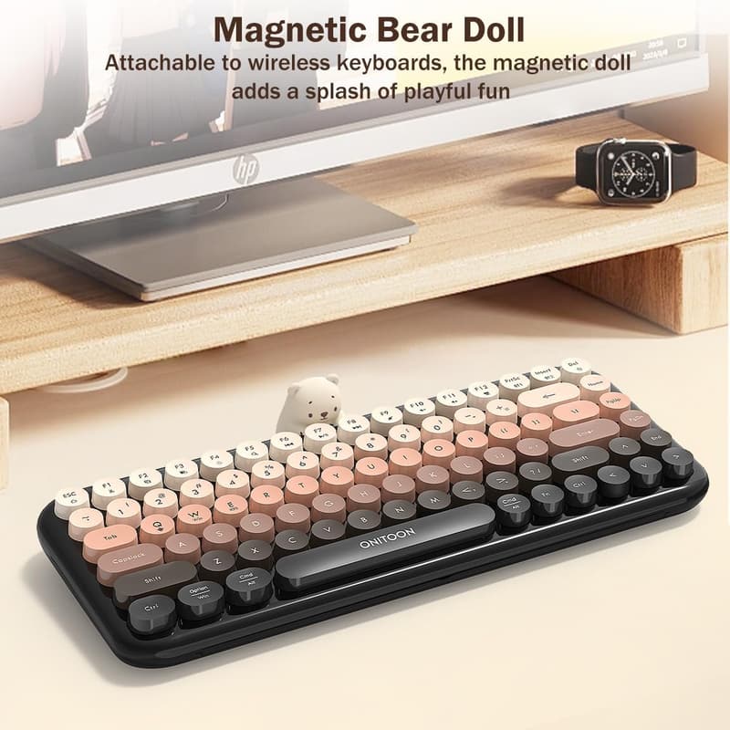 Multi-Device Retro Typewriter Keyboard with Colorful Keycaps