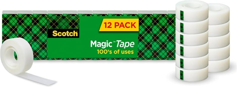 Invisible Scotch Magic Tape, 12 Rolls for Home and School