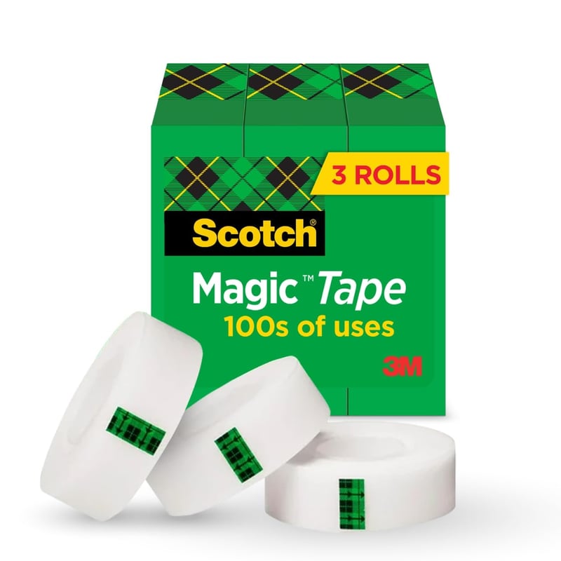 Invisible Scotch Magic Tape - 3 Rolls for Repairing, 3/4 x 1000