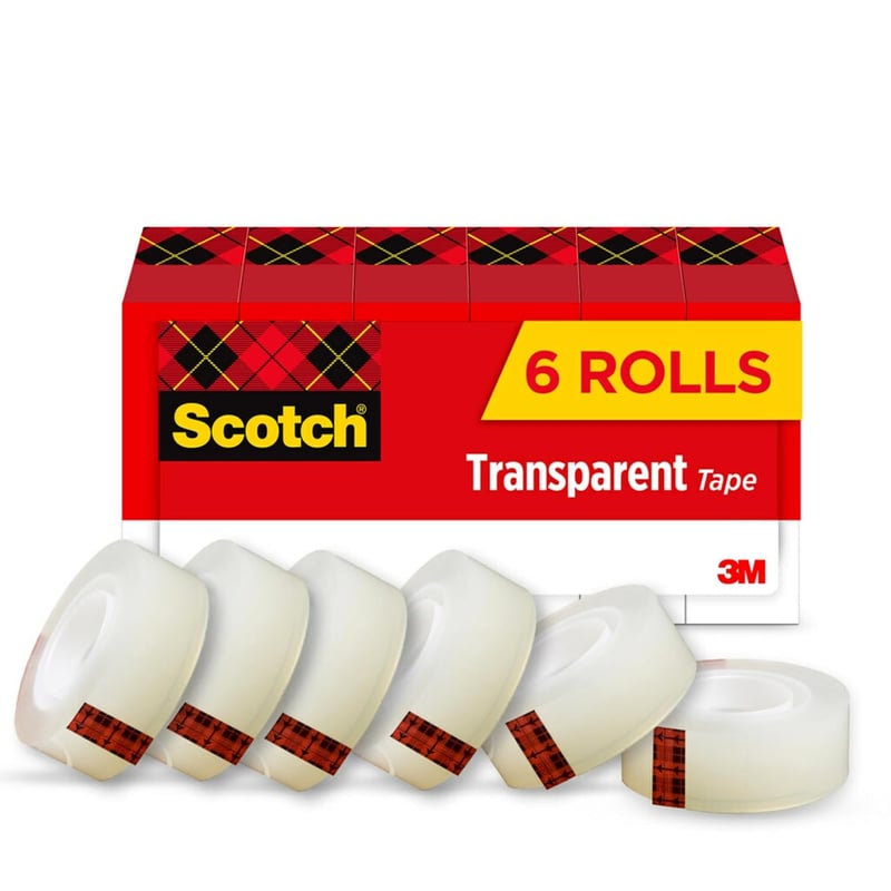 Scotch Transparent Tape, 3/4 in x 1000 in, 6-Pack