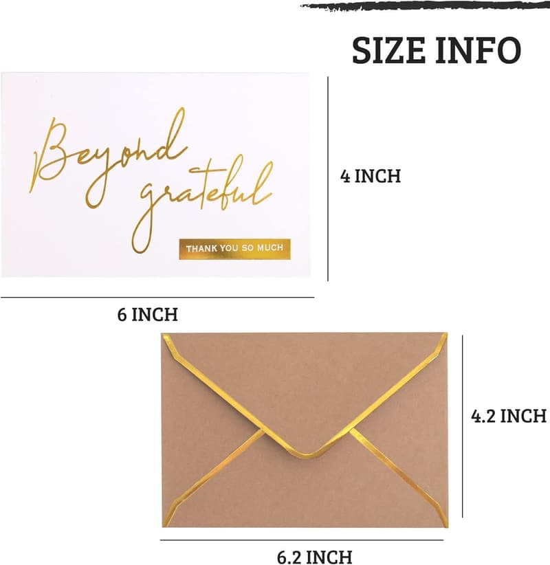 Thank You Cards with Gold Foil - Set of 36, 4x6 Inches