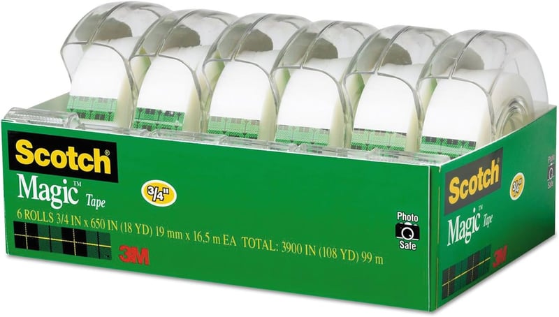 Clear Magic Tape with Refillable Dispenser, 3/4-Inch x 650-Inch, 6-Pack