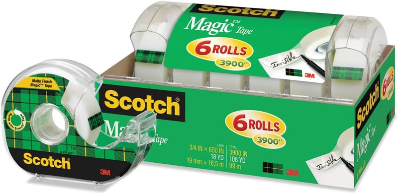 Clear Magic Tape with Refillable Dispenser, 3/4-Inch x 650-Inch, 6-Pack