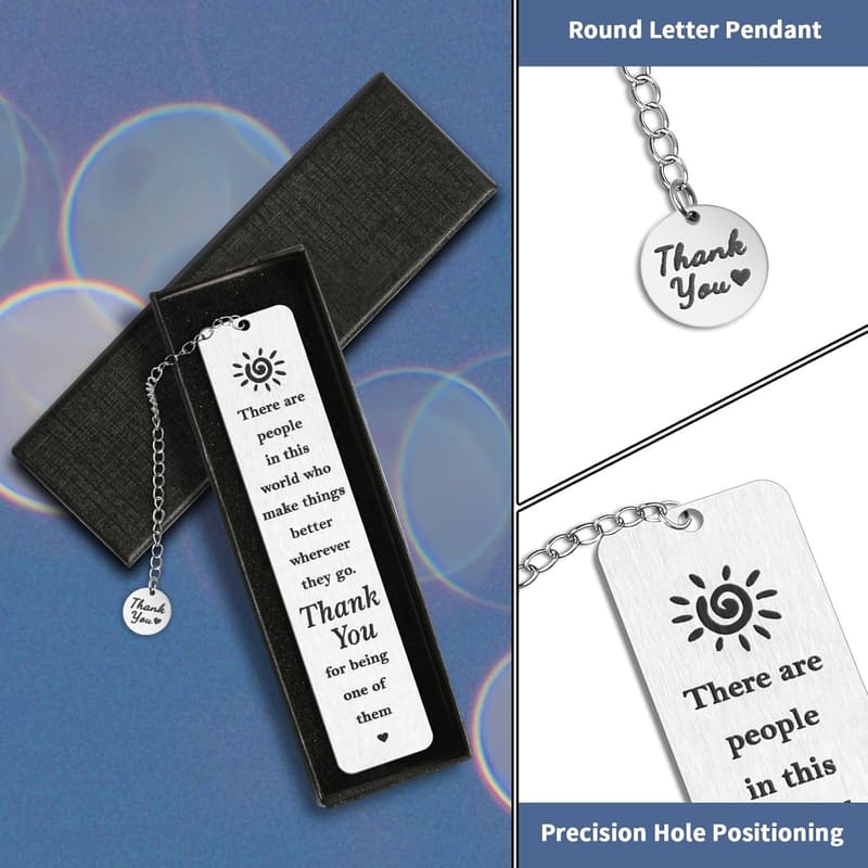 Book Lover Bookmark Gift with Thank You Chain for Friends & Teachers