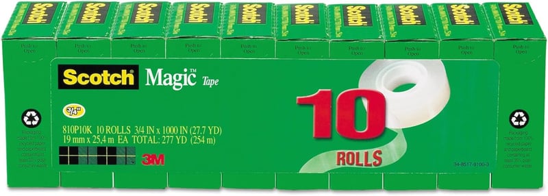 Scotch Magic Tape 810P10K, 10-Pack Invisible Matte Finish