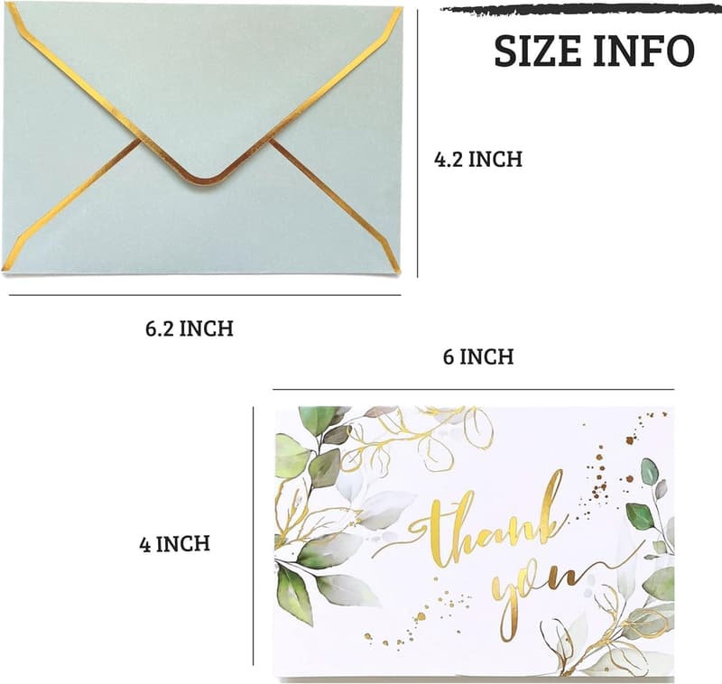 Wedding Thank You Cards - 36pk Heavy Duty Greenery 4x6