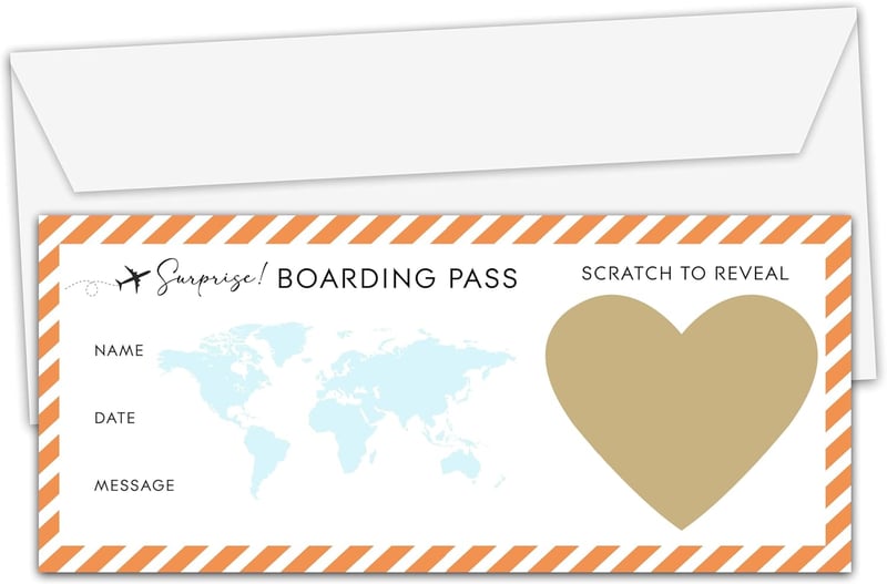 Destination Wedding Boarding Pass Save the Date Scratch-Off Card