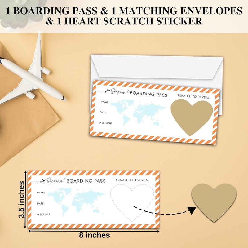 Destination Wedding Boarding Pass Save the Date Scratch-Off Card