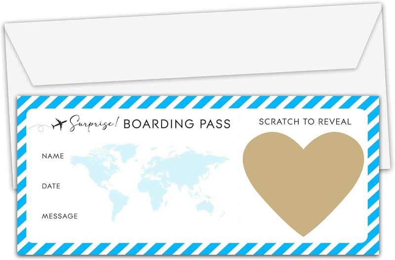 Destination Wedding Save the Date Card with Envelope - Scratch Off Reveal Ticket