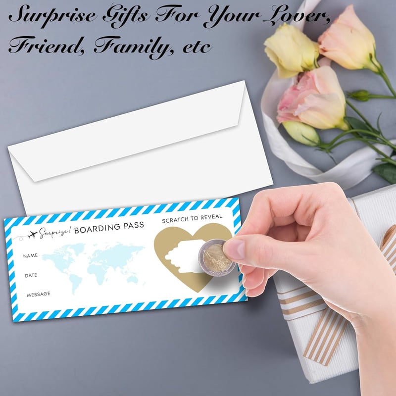 Destination Wedding Save the Date Card with Envelope - Scratch Off Reveal Ticket