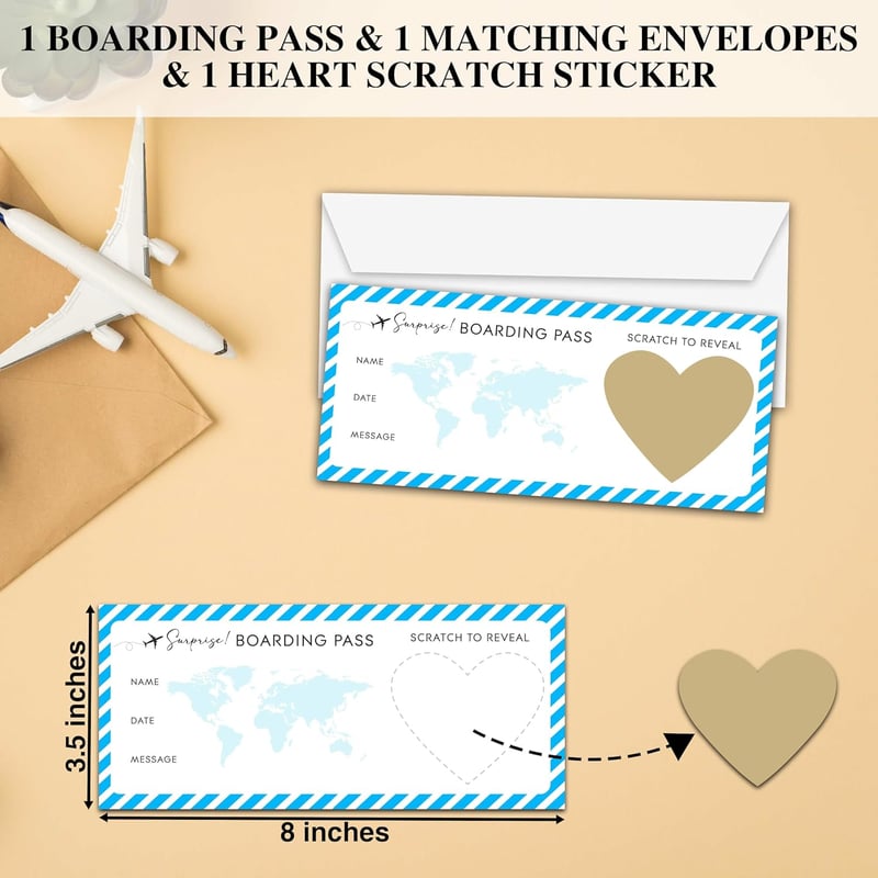 Destination Wedding Save the Date Card with Envelope - Scratch Off Reveal Ticket