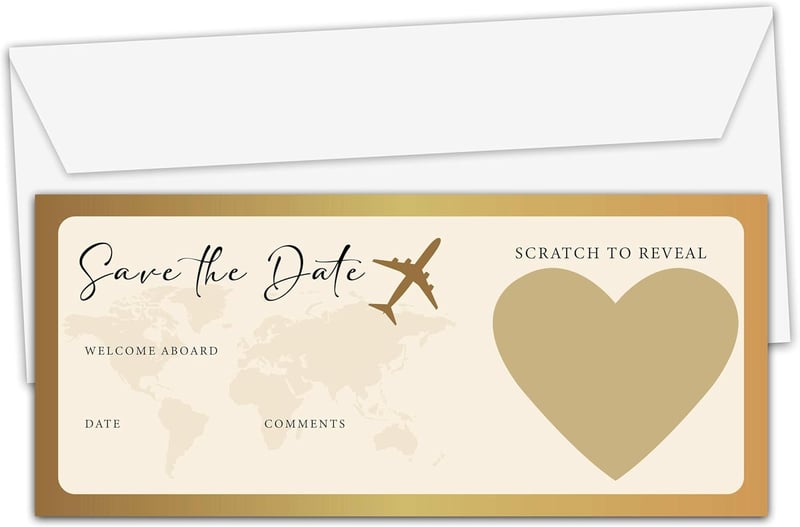 Golden Destination Wedding Save the Date Card with Envelope