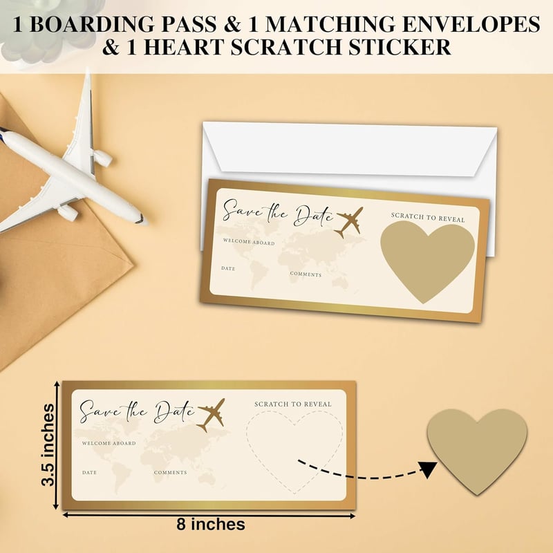 Golden Destination Wedding Save the Date Card with Envelope