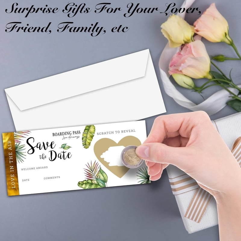 Tropical Greenery Boarding Pass Save the Date Card
