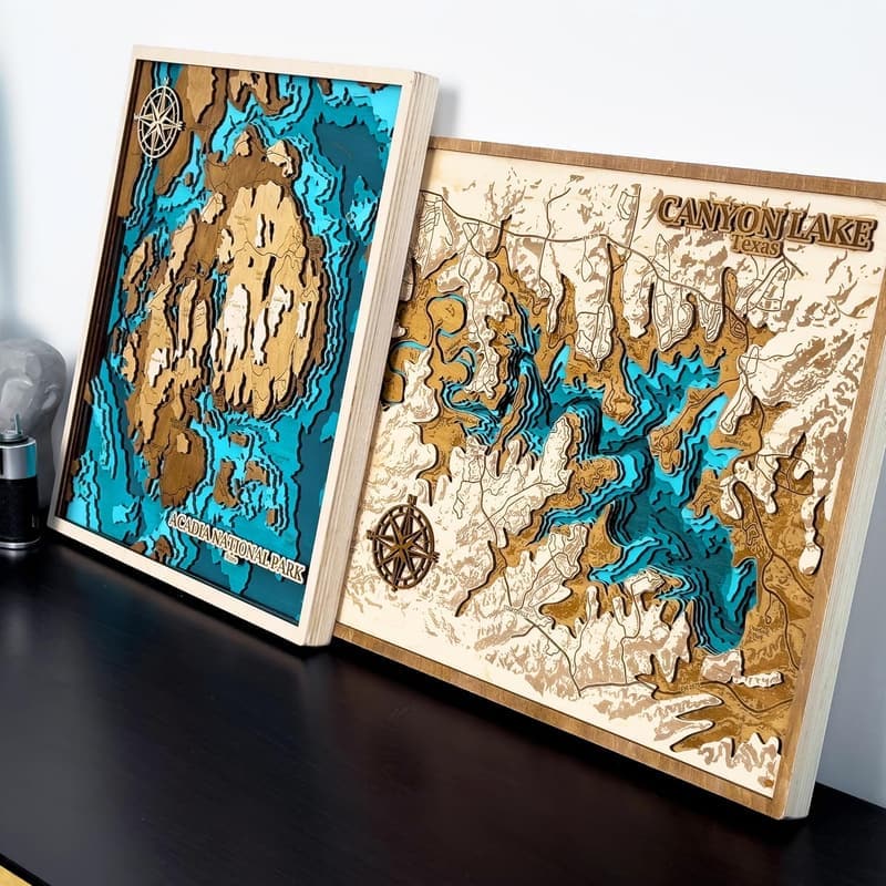 5th Anniversary Custom Lake Map Wall Art