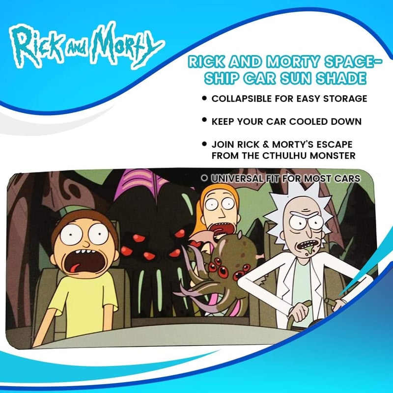 Rick and Morty Sun Shade - Standard Size UV Blocker Windshield Visor