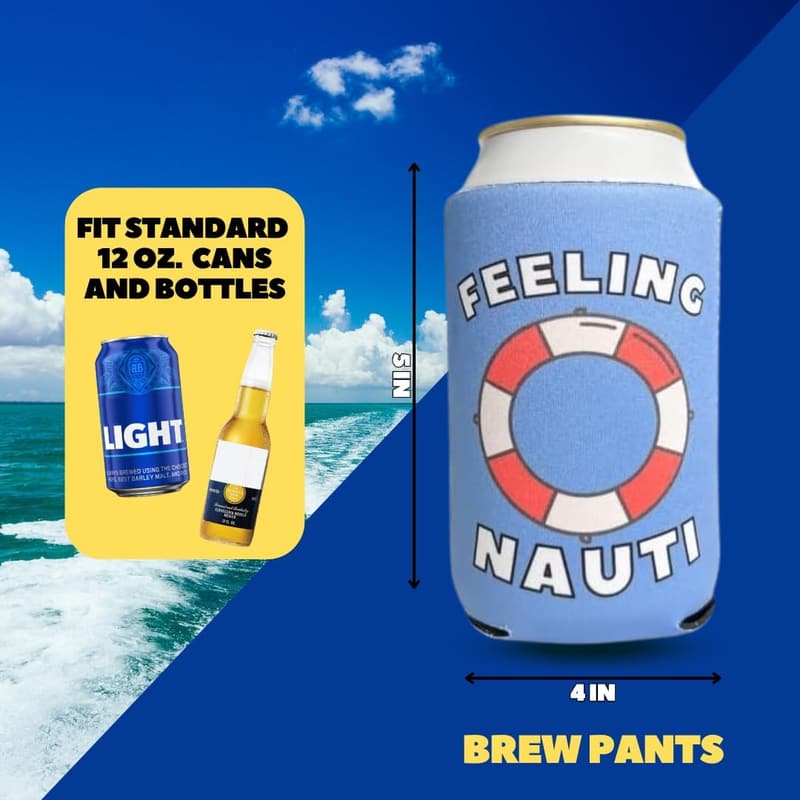 Boating-Themed Neoprene Coozies Gift Set for Sailors – 6 Pack