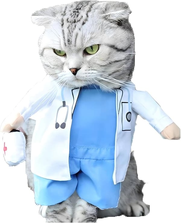 Pet Doctor Costume for Dogs and Cats - Halloween Outfit (M)