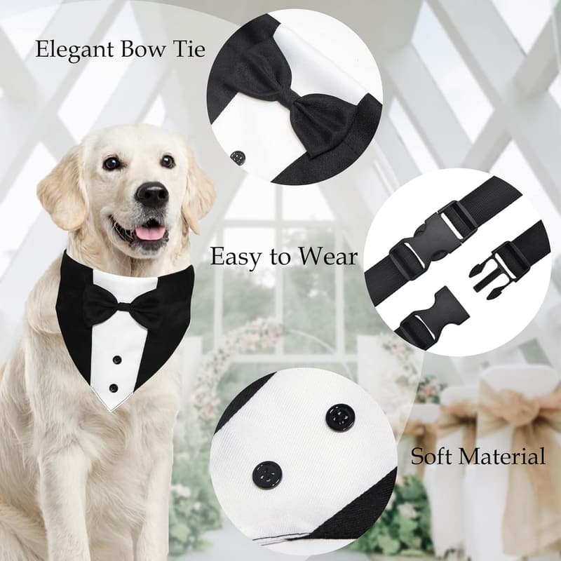 Formal Dog Tuxedo Suit with Bow Tie for Weddings and Birthdays