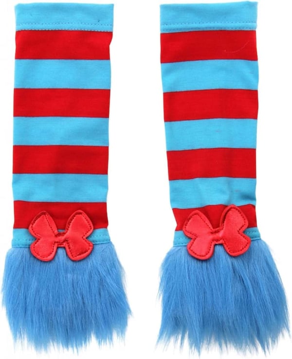 Thing 1 & Thing 2 Striped Glovettes with Fuzzy Blue Fur