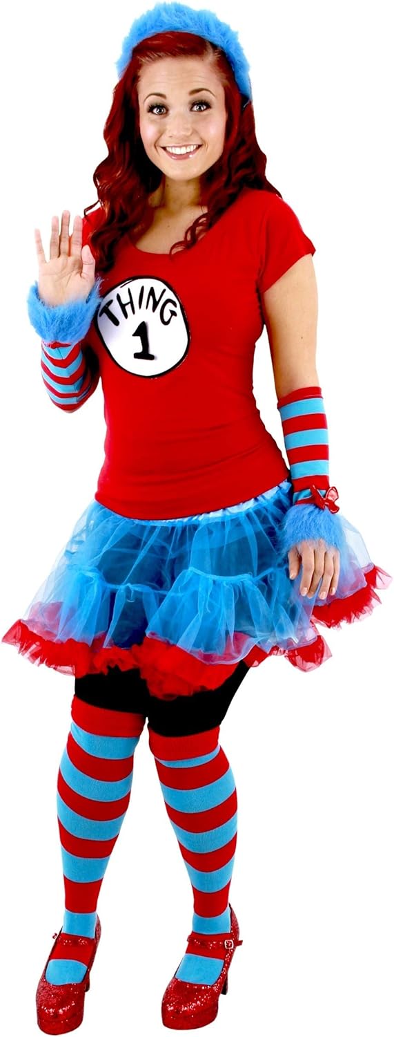 Thing 1 & Thing 2 Striped Glovettes with Fuzzy Blue Fur