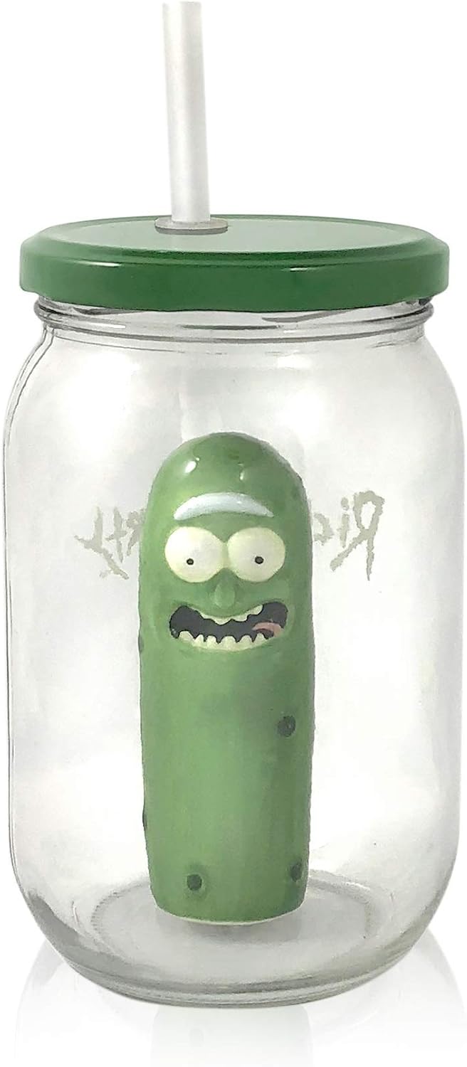 Exclusive Pickle Rick Mason Jar Glass for Rick and Morty Fans