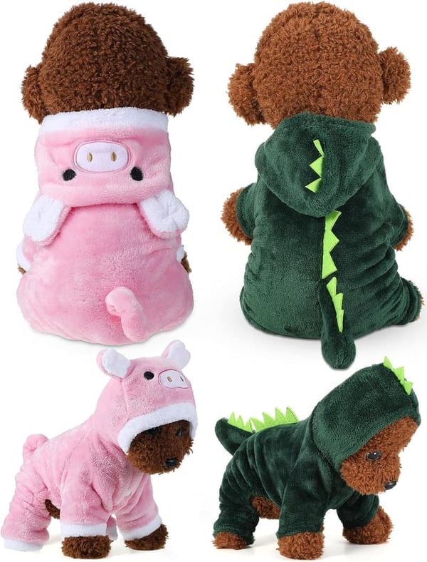 Halloween Dog and Cat Costume Set - Pink Pig & Dinosaur Outfits