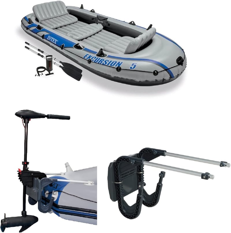 Intex Excursion Inflatable Boat Set for 5 with Oars and Pump