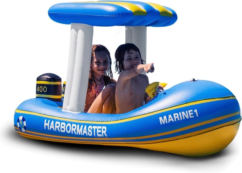 Inflatable Patrol Boat Pool Float for Water Fun