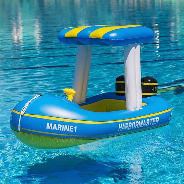 Inflatable Patrol Boat Pool Float for Water Fun