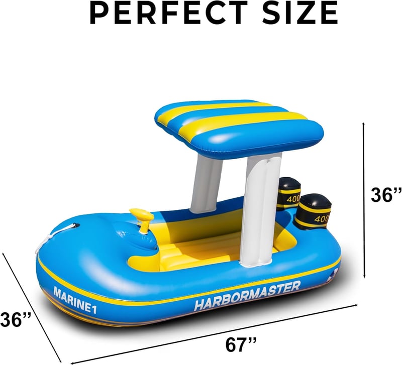 Inflatable Patrol Boat Pool Float for Water Fun