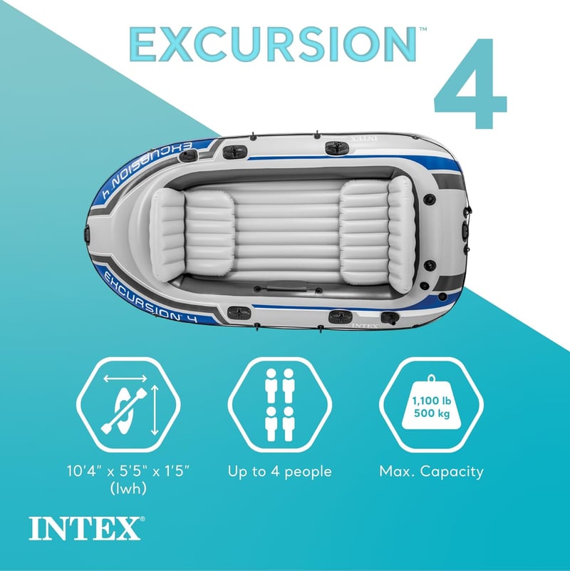 Excursion Inflatable Fishing Boat with Oars & Pump