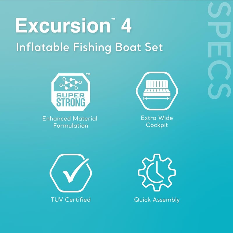 Excursion Inflatable Fishing Boat with Oars & Pump