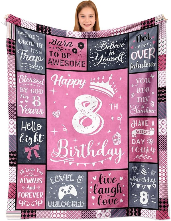 8th Birthday Throw Blanket for Girls, 50