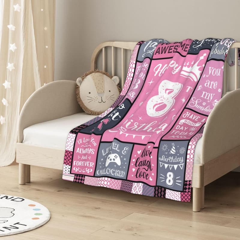 8th Birthday Throw Blanket for Girls, 50