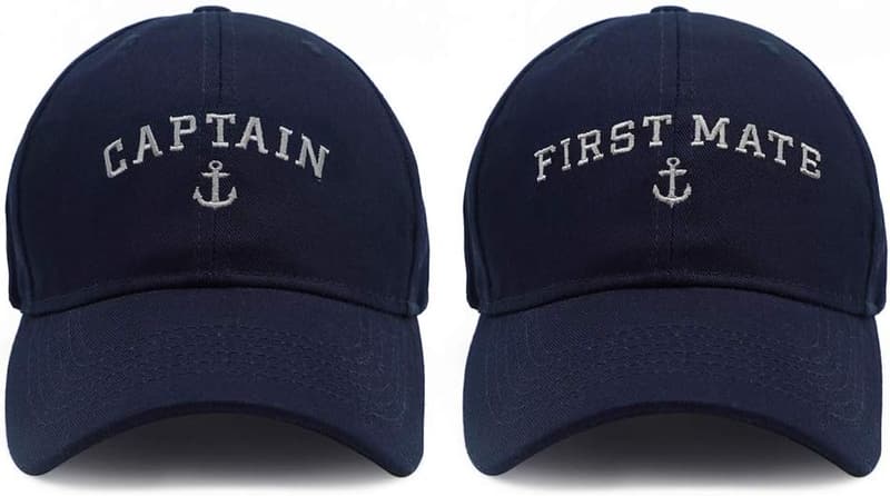 Matching Captain & First Mate Nautical Baseball Caps