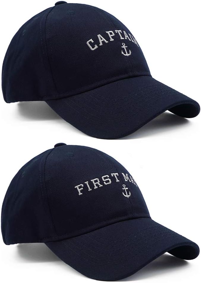 Matching Captain & First Mate Nautical Baseball Caps