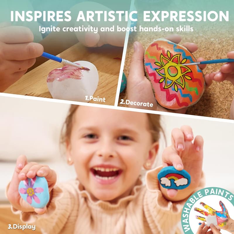 Kids' Rock Painting Kit - DIY Arts & Crafts for Ages 6-12