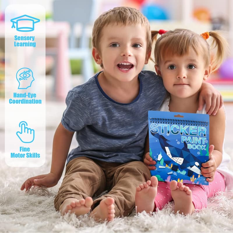 Ocean-Themed Sticker Book for Kids 4-8 - Educational Craft Gift