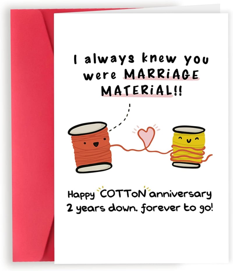 2nd Wedding Anniversary Card - Funny Cotton Gifts for Couples