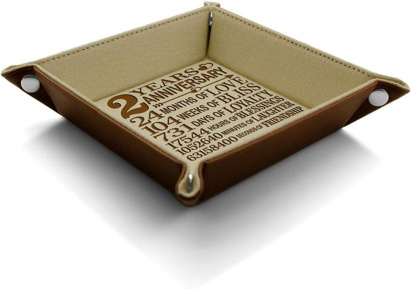 2nd Anniversary Engraved Cotton Jewelry Tray