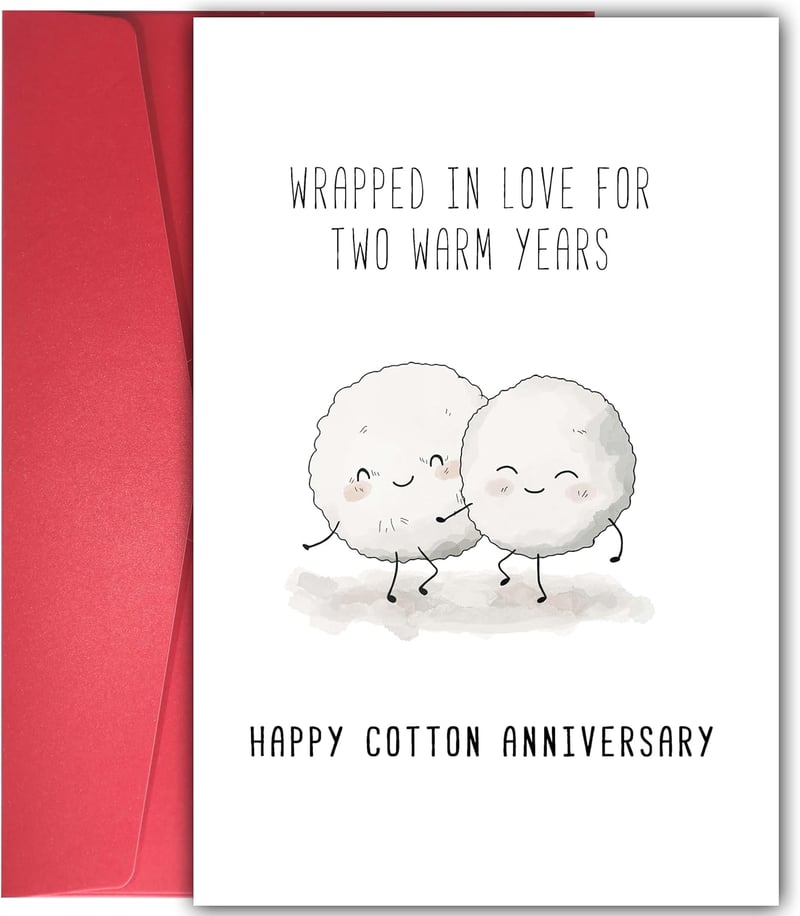 2nd Anniversary Cotton Ball Card for Couples