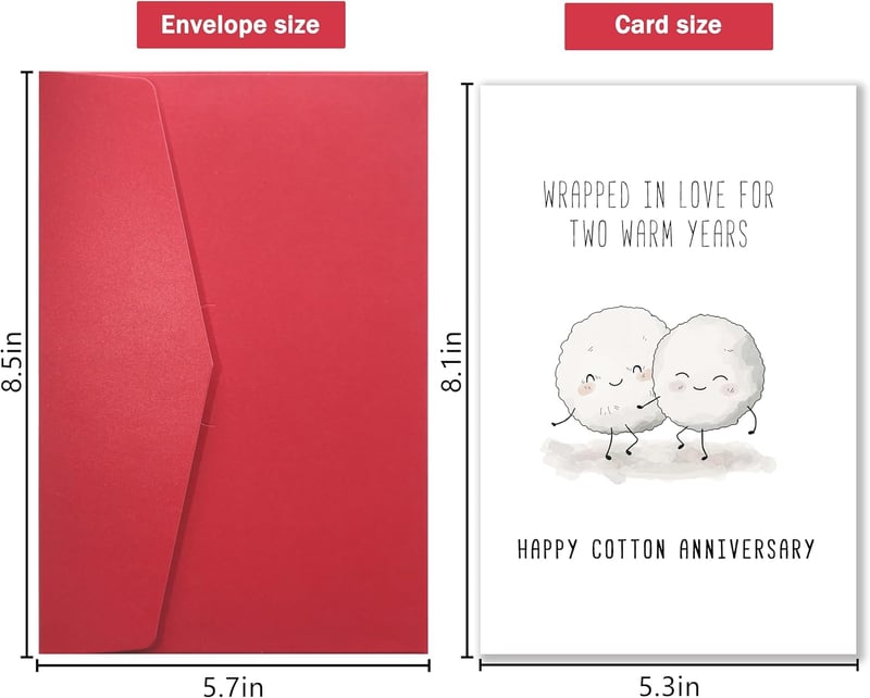 2nd Anniversary Cotton Ball Card for Couples