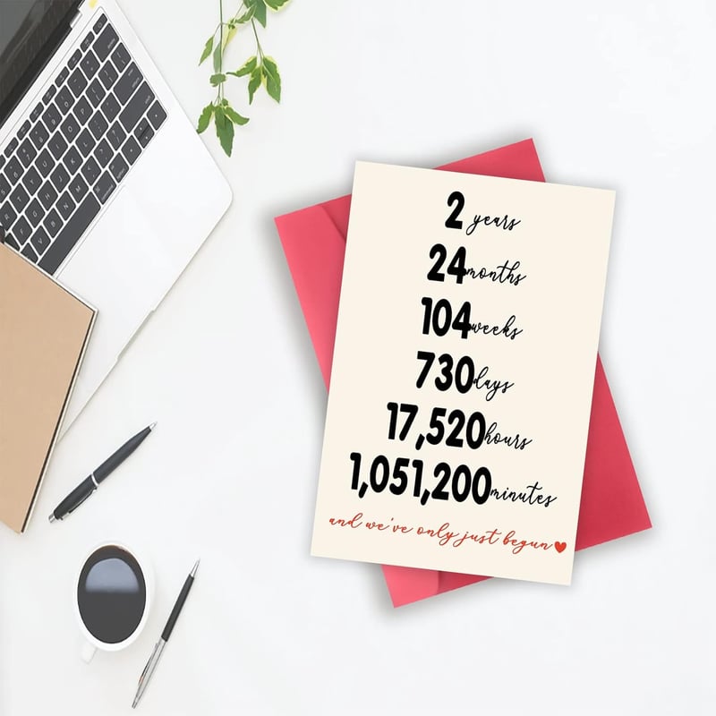 2nd Anniversary Card for Couples - Funny & Sweet Design