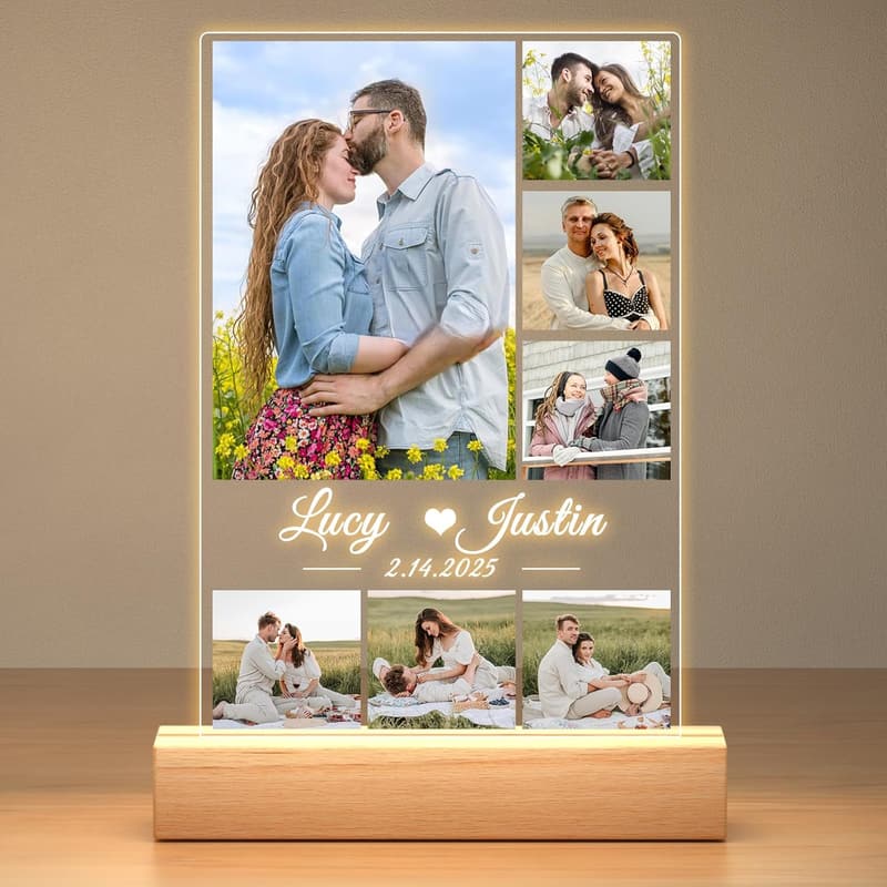 Personalized Photo Frame Gift for Couples with Night Light