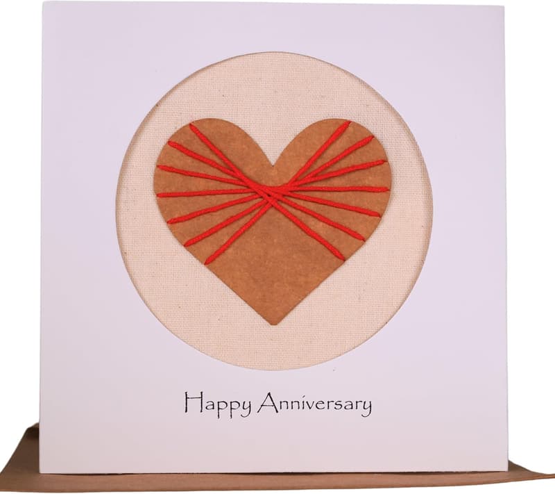 2nd Wedding Anniversary Handmade Cotton Card for Couples