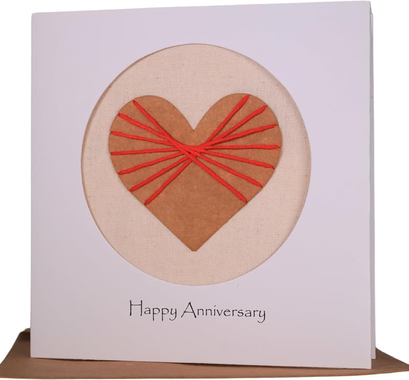 2nd Wedding Anniversary Handmade Cotton Card for Couples