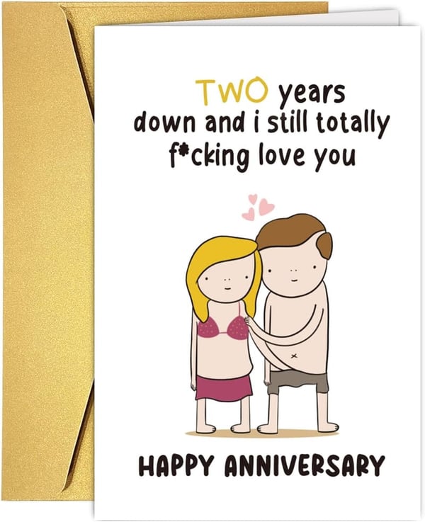 2nd Anniversary Funny Card Gift for Couples