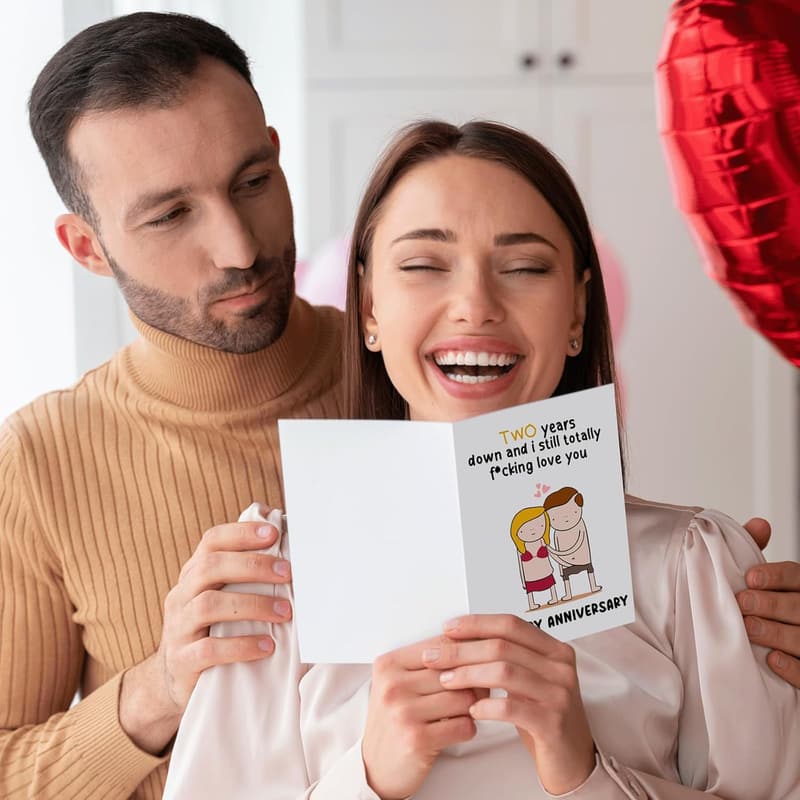 2nd Anniversary Funny Card Gift for Couples